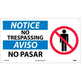 NMC™ Bilingual Plastic Safety Sign Notice No Trespassing 18