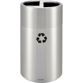 GoVets™ Round Multi-Stream Recycling Can 31 Gallon Total Satin Aluminum 602641