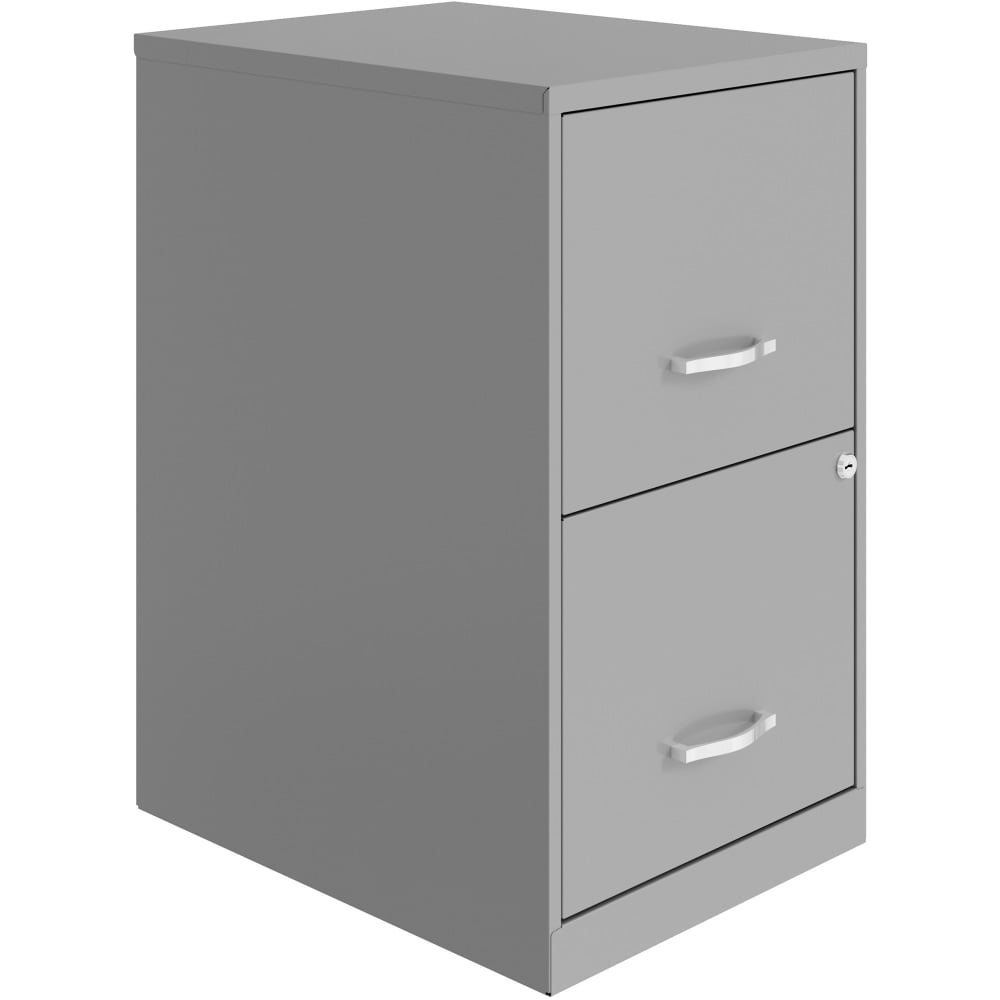 LYS SOHO File Cabinet - 14.3in x 18in x 24.5in - 2 x Drawer(s) for File, Document - Letter - Vertical - Glide Suspension, Locking Drawer, Pull Handle - Silver - Baked Enamel - Steel - Recycled - Assembly Required MPN:VF218AASR