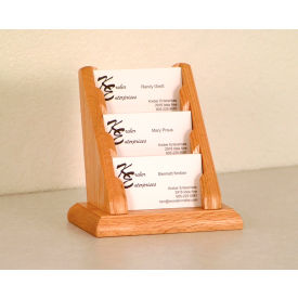 3 Pocket Counter Top Business Card Holder - Light Oak BCC1-3LO