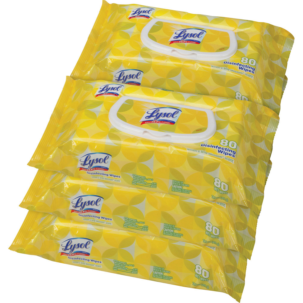 Lysol Disinfecting Wipes - Lemon Lime Scent - 80 Wipes per Canister - 6 Canisters per Box (Min Order Qty 2) MPN:7010407