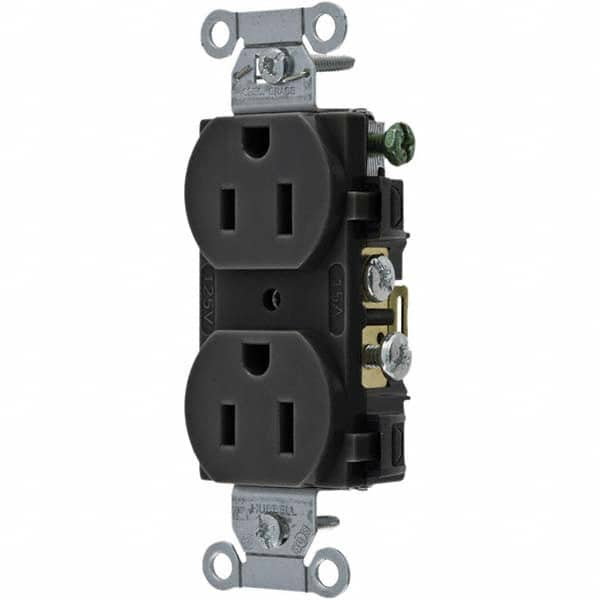 Straight Blade Duplex Receptacle: NEMA 5-15R, 15 Amps, Self-Grounding MPN:CR15BLK