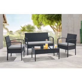 GoVets™ 4-Piece Rattan Outdoor Patio Set Open Leg Black 127348