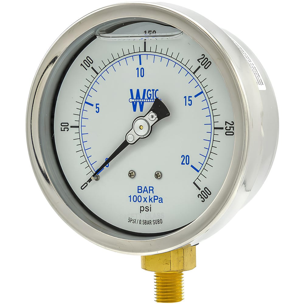 Pressure Gauges, Gauge Type: Filled , Scale Type: Dual , Accuracy (%): 1% full-scale , Dial Type: Analog , Thread Type: 1/4