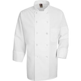 Chef Designs Men's 10 Button-Front Chef Coat Pearl Buttons White Polyester S 0423WHRGS