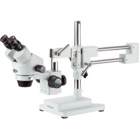 AmScope SM-4B 7X-45X Binocular Stereo Zoom Microscope on Double Arm Boom Stand SM-4B