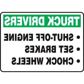 AccuformNMC™ Truck Drivers-Shut Off Engine Sign Mirror Image Aluminum 10