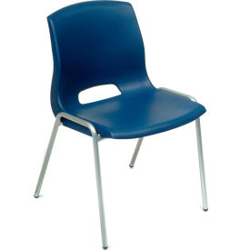 Interion® Merion Collection Stacking Chair With Mid Back Plastic Blue - Pkg Qty 4 665BL808