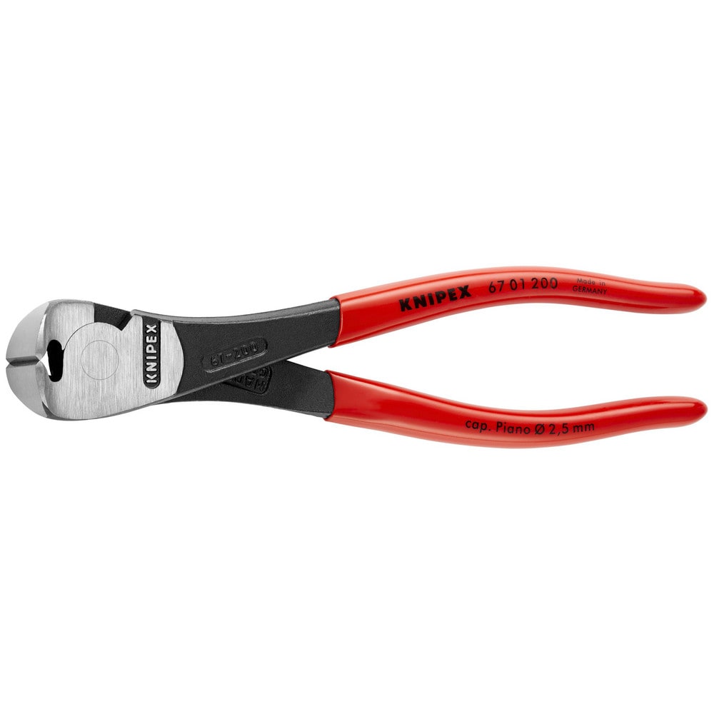 Cutting Pliers, Insulated: No , Type: High Leverage End Cutting Nippers , Overall Length (Inch): 8in , Handle Material: Plastic , Handle Color: Red  MPN:67 01 200