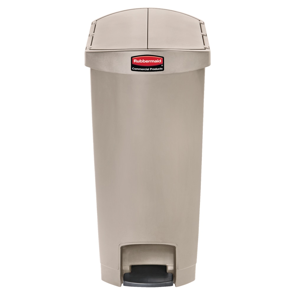 Rubbermaid Slim Jim Step-On Resin End Step Wastebasket, 13 Gallons, Beige MPN:1883459