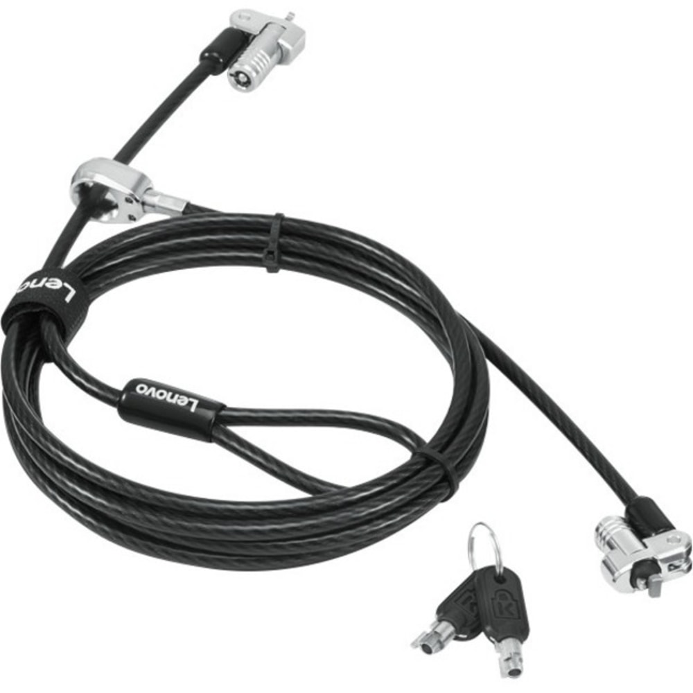 Lenovo NanoSaver Twin Head Nano/MS 2.0 MasterKey Cable Lock - Master Keyed Lock - Black - Carbon Steel, Plastic - 6.56 ft - For Notebook, Tablet, Desktop Computer, Monitor MPN:4XE1B81920