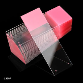 Microscope Slides Diamond Glass 25 x 75mm Charged 90&176 Ground Edges Pink Frosted 72/Pack 1358P-72