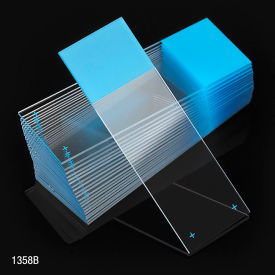 Microscope Slides Diamond Glass 25 x 75mm Charged 90&176 Ground Edges Blue Frosted 72/Pack 1358B-72