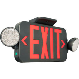 Hubbell CCRRCB LED Combo Exit/Emergency Unit w/ Remote Capacity Red Letters Black Ni-Cad Battery CCRRCB