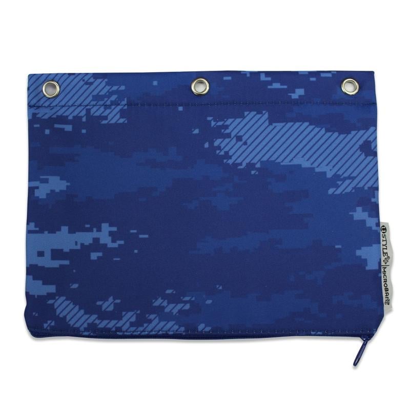 U Style 3-Ring Pencil Pouch With Microban Antimicrobial Protection, 7 1/2in x 9 3/4in, Blue Camo (Min Order Qty 11) MPN:7004