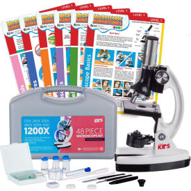 AMSCOPE-KIDS 120X-1200X 48-pc Educational Starter Biological Microscope Kit & Experiment Cards M30-ABS-KT1-W-EXCL1