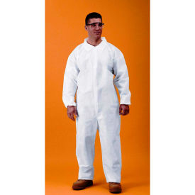 KeyGuard® Coverall Open Wrists & Ankles Zipper Front Single Collar White L 25/Case CVL-KG-LG