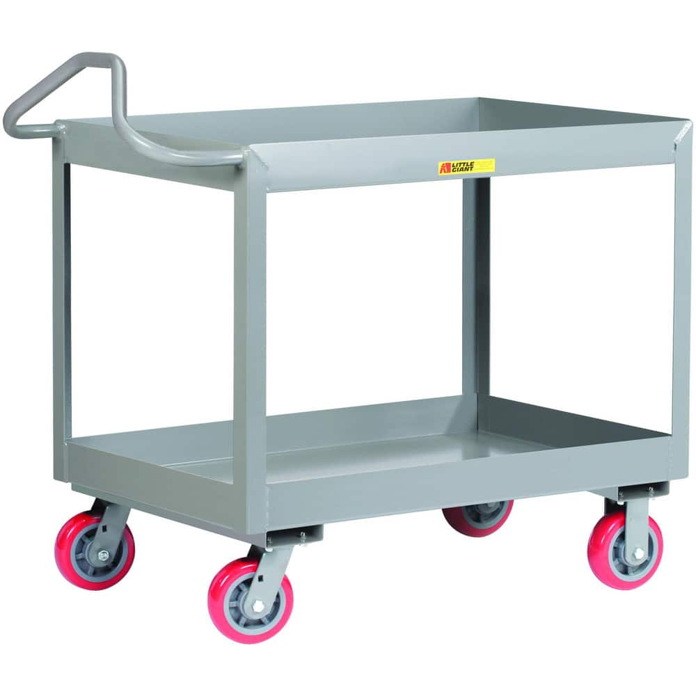 Carts, Cart Type: 3-Inch Deep Shelf Truck with Ergonomic Handle , Caster Type: 2 Rigid, 2 Swivel , Material: Steel , Length (Inch): 66 , Height (Inch): 38  MPN:ENDS-3060X3-6PY