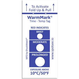 SpotSee™ WarmMark® Time Temperature Indicators 10°C/50°F 100/Box WM 10/50