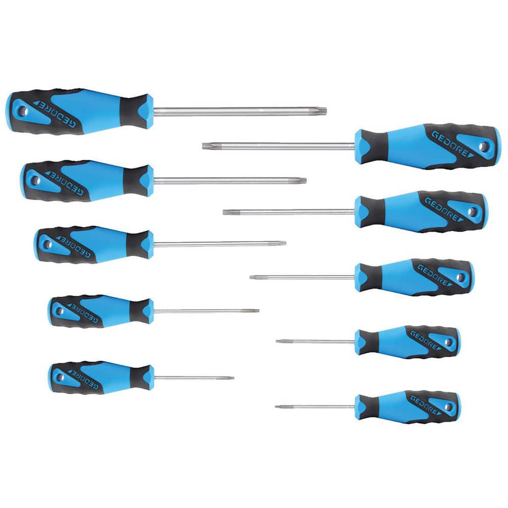 Torx Driver Sets, Torx Size: T7, T8, T9, T10, T15, T20, T25, T27, T30, T40 , Container Type: Cardboard Box , Handle Type: Ergonomic , Handle Color: Blue MPN:1482335