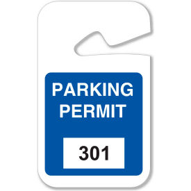 Brady® 96264 Rearview Mirror Hanging Tags #301 - 400 Parking Permits Blue 2-3/4