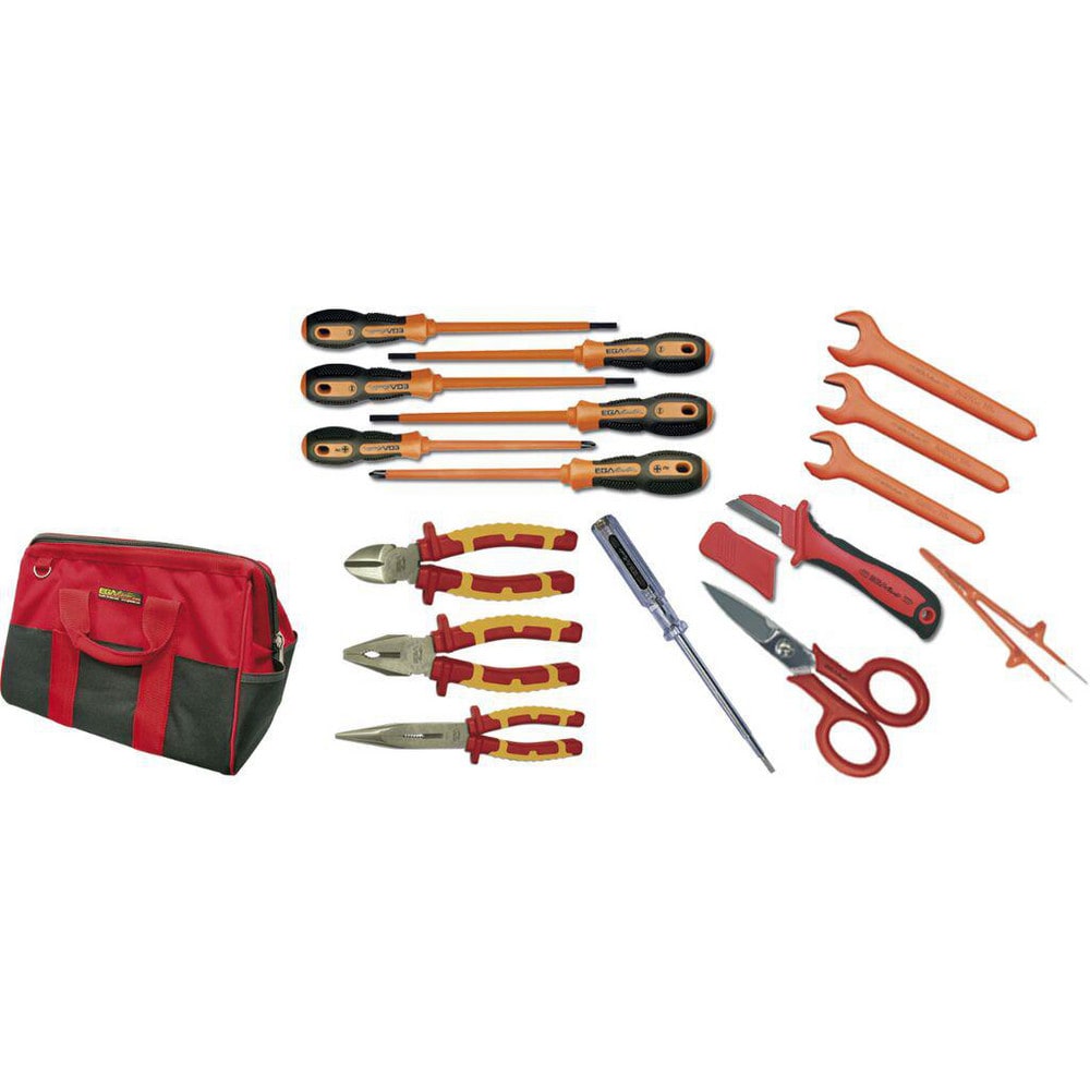 Combination Hand Tool Sets, Set Type: Electrician's Tool Set , Number Of Pieces: 16 , Measurement Type: Metric , Container Type: Tool Bag  MPN:76691