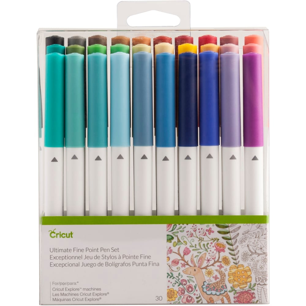 Cricut Ultimate Fine Point Pen Set, Assorted Colors, Pack Of 30 Pens (Min Order Qty 2) MPN:2004060