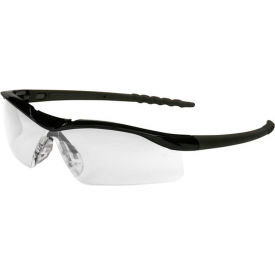 MCR Safety DL110 Crews Dallas Wraparound Safety Glasses Black Frame Clear Lens Hard-Coat DL110.