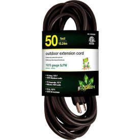 GoGreen™ Power® SJTW Heavy Duty Extension Cord 1 Outlet 12/3 Gauge 50'L Black GG-14050BK