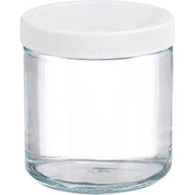 Wheaton® 16 oz Glass Jar Straight Side Clear Poly Vinyl Liner Case of 12 W216906