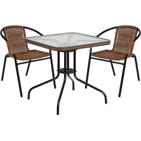 Flash Furniture Lila 5 Piece Square Glass Metal Table w/ Stack Chairs Black -073SQ-037BK4-GGTLH