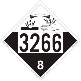 LabelMaster®ZEZ43266 Corrosive Placard UN 3266 Removable Vinyl 25/Pack ZEZ43266