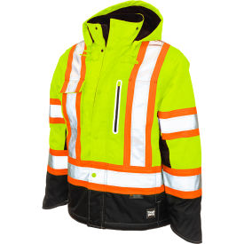 Tough Duck Men's Ripstop Fleece Lined Safety Jacket L Fluorescent Green S24511-FLGR-L