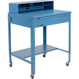 GoVets™ Flat Surfaced Mobile Shop Desk w/ Pigeonhole Riser 34-1/2