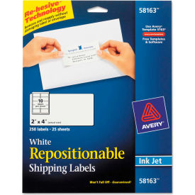 Avery® Repositionable Shipping Labels for Laser Printers 2 x 4 White 250/Box 58163