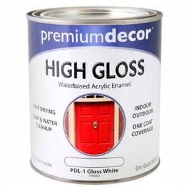 Premium Dcor Waterborne Acrylic Enamel Gloss Finish White Quart - 796083 796083