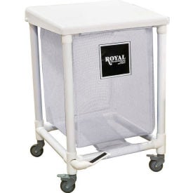 Royal Basket Trucks® PVC Hamper 24 Gal Sgl White Mesh Liner 2 Sw/2 Sw Lock with Foot Pedal R24-WWX-H1F-3ULN