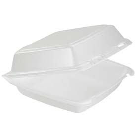 DART® DCC85HT1 Foam Hinged Food Container 1 Compartment White 200/Carton DCC 85HT1