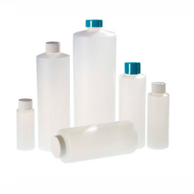 Qorpak PLC-03428 16oz Natural HDPE Cylinder Bottle with 24-410 White PP Cap Case of 24 PLC-03428