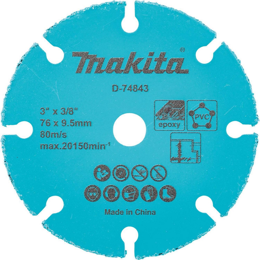 Cutoff Wheels, Wheel Diameter (Inch): 3 , Wheel Thickness (Decimal Inch): 0.0400 , Hole Size (Inch): 3/8 , Abrasive Material: Carbide , Reinforced: No  MPN:D-74843