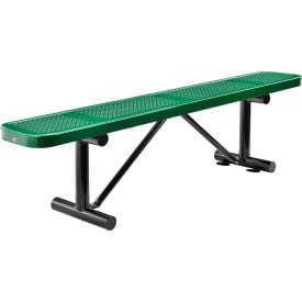 GoVets™ 6' Outdoor Steel Flat Bench Perforated Metal Green 075GN262