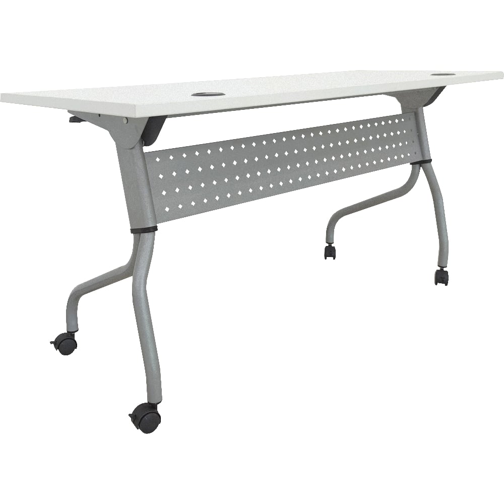 Lorell Preference Series 60inW Flip-Top Training Table, White/Silver MPN:60744