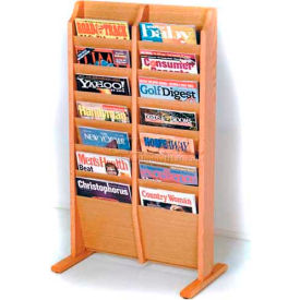 Wooden Mallet Cascade™ Free-Standing 14 Pocket Magazine Rack Light Oak MR14-FSLO