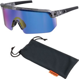 Ergodyne® Skullerz AEGIR-MI Half Frame Safety Glasses Blue Mirror Lens Clear Smoke Frame 55011