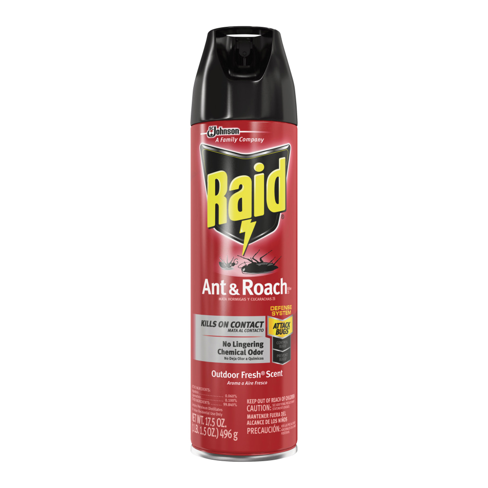 Raid Ant & Roach Killer Spray - Spray - Kills Cockroaches, Ants, Silverfish, Water Bugs, Palmetto Bug, Carpet Beetle, Earwig, Spider, Lady Beetle, Black Widow Spider, Crickets, .. - 1.09 lb - Clear - 12 / Carton MPN:366000CT