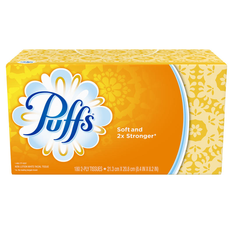 Puffs White 2-Ply Facial Tissue, 180 Sheets Per Box (Min Order Qty 23) MPN:87611BX