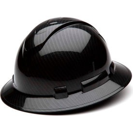 Ridgeline Full Brim Hard Hat Shiny Black Graphite Pattern 4-Point Ratchet Suspension - Pkg Qty 12 HP54117S