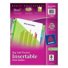 Avery® Plastic Pocket Insertable Tab Dividers Assorted 8 Tabs/Set 11903