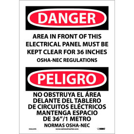 NMC™ Bilingual Vinyl Sign Area In Front Of This Electrical Panel Kept Clear 10