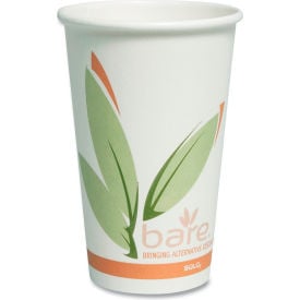 SOLO® Bare Eco-Forward PCF Paper Hot Cups 16 oz. Capacity Green/White/Beige 1000/Carton 316RC-J8484